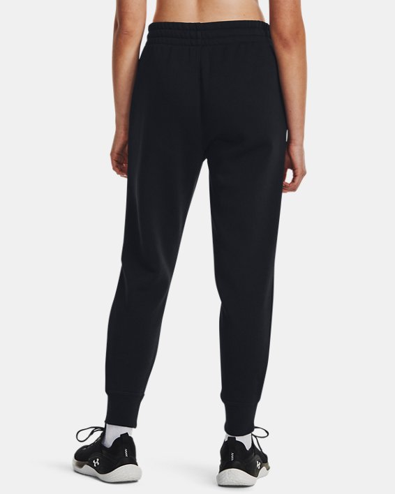 Women's UA Essential Fleece Tapered Pants in Black image number 1
